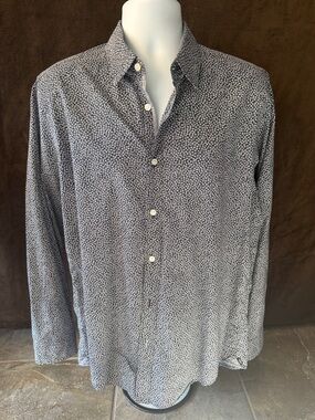 Hugo Boss Navy Micro Floral Button-Down Shirt Men’s - Large